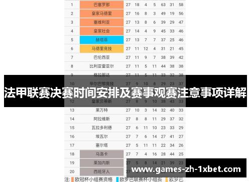 法甲联赛决赛时间安排及赛事观赛注意事项详解