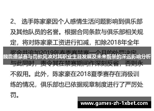 魏震遭禁赛与罚款风波对其职业生涯发展及未来前景的深远影响分析